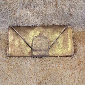 TANO Leather Envelope Clutch Purse, Metallic Gold